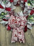 Silver & Red Deer Winter Chrsitmas Wreath