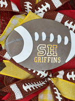 Custom Football Wreaths, Made with your School Colors and Name, MADE TO ORDER