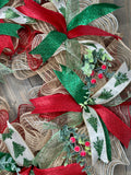 Christmas Farmhouse Wreath, MADE TO ORDER