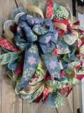 Country Blue Christmas Wreath