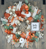 Fall Welcome Autumn Front Door Wreath, MADE AND READY