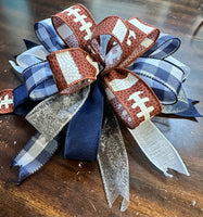 Penn State Football Bow, Dallas Cowboy Football Bow, Clip-on Bow 12"x12"