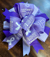 Fight Cancer Purple Pancreatic Cancer Awareness November Clip-on Bow 12"x12"