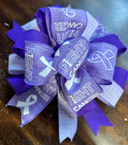 Fight Cancer Purple Pancreatic Cancer Awareness November Clip-on Bow 12"x12"