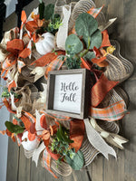 Fall Welcome Autumn Front Door Wreath, MADE AND READY