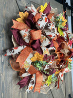 Fall Football Autumn Front Door Wreath, MADE TO ORDER