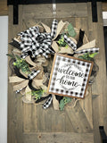 Welcome Wreath, Buffalo Check Plaid Welcome To Our Home Wreath