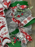 Christmas Snowman Red & Silver Wreath