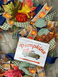Fall Farm Fresh Pumpkins Autumn Front Door Wreath, Made and Ready to Ship!