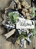Any Season Cat Paw Print Country Rustic Farmhouse Welcome Wreath, MADE TO ORDER