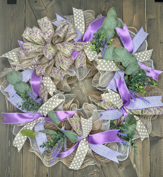 Lavender Farmhouse Front Door Wreath, MADE TO ORDER
