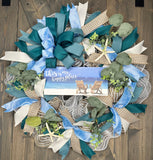 Beach Coastal Nautical "This is My Happy Place" Wreath, Made and ready to ship!