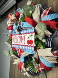 Welcome Cherry Americana Wreath, Made and Ready to Ship!