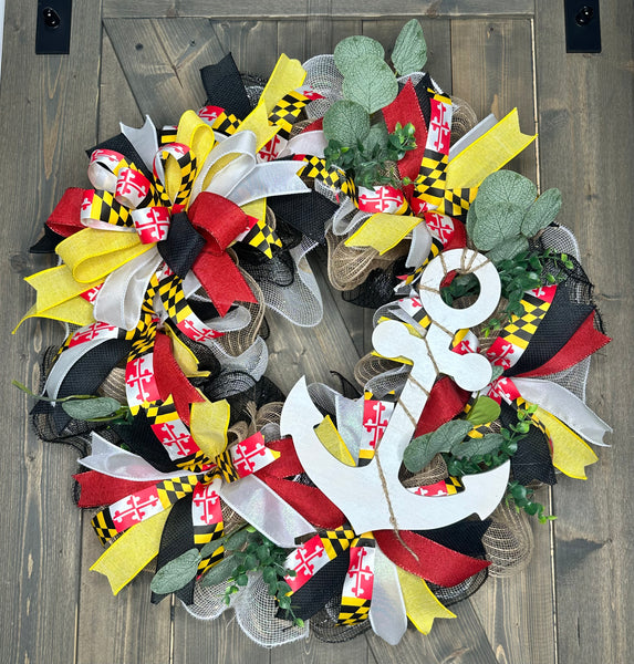 Maryland Pride Anchor Wreath,, MADE TO ORDER
