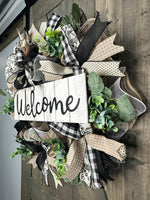 Any Season Country Rustic Farmhouse Welcome Wreath, MADE TO ORDER