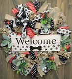 Any Season Wreath, Paw Print Wreath, Welcome Paw Print Wreath, MADE TO ORDER