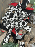 Cow Print Any Season Farmhouse Front Door Wreath, MADE TO ORDER